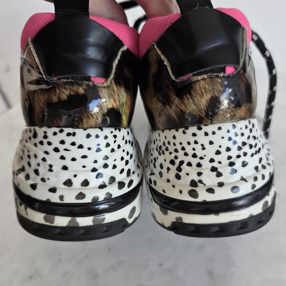 Steve Madden Women’s Cliff Sneakers Platform Animal Print Pink Turquoise Retro 8 - Picture 7 of 13